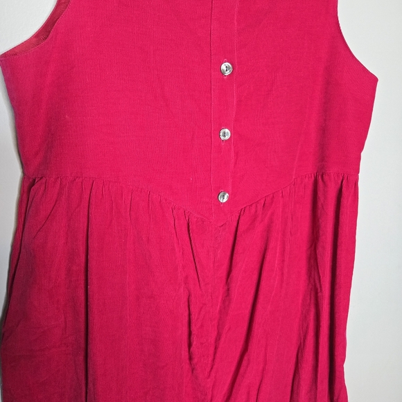 Laura Ashley Vintage 80s Hot Pink Corduroy Jumpsuit Sleeveless Size Medium Solid - Picture 9 of 9